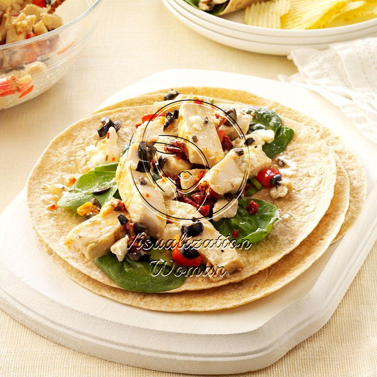 Warm Greek Chicken Wraps