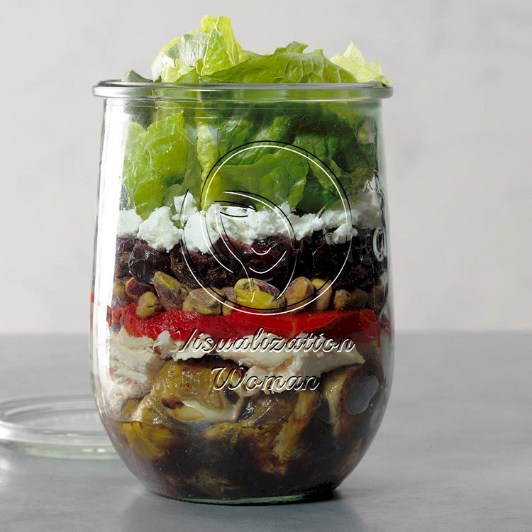Chicken and Brussels Sprouts Salad in a Jar