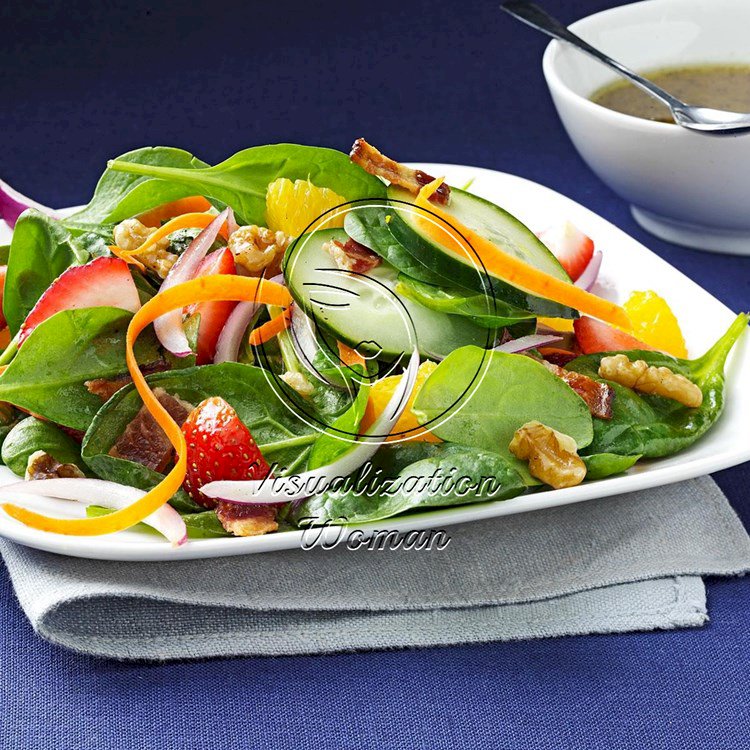 Strawberry-Orange Spinach Salad with Toasted Walnuts