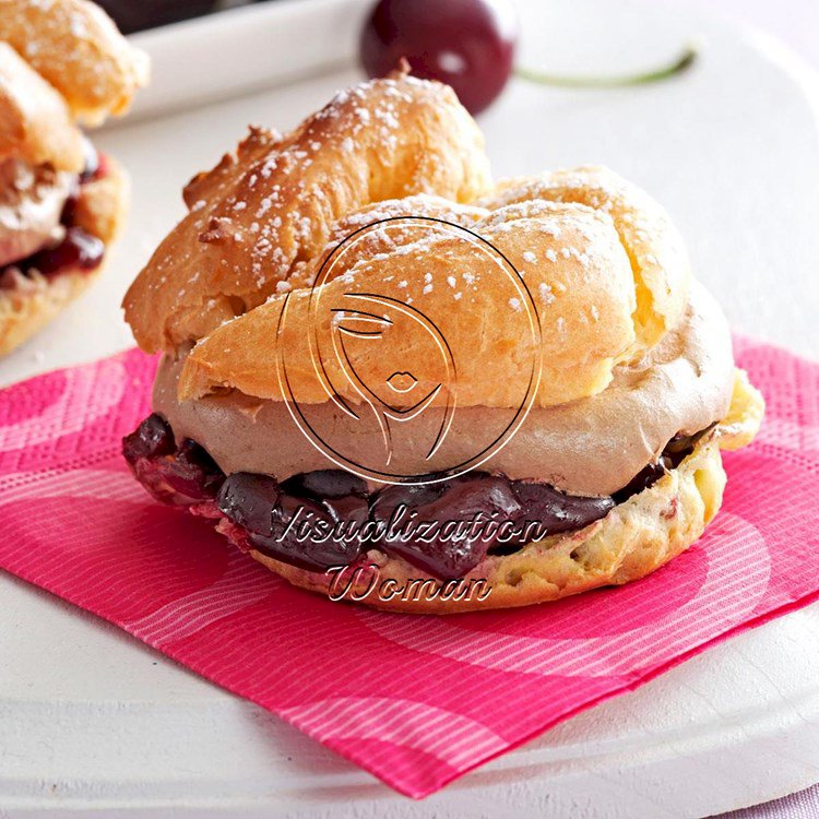 Cherry-Chocolate Cream Puffs