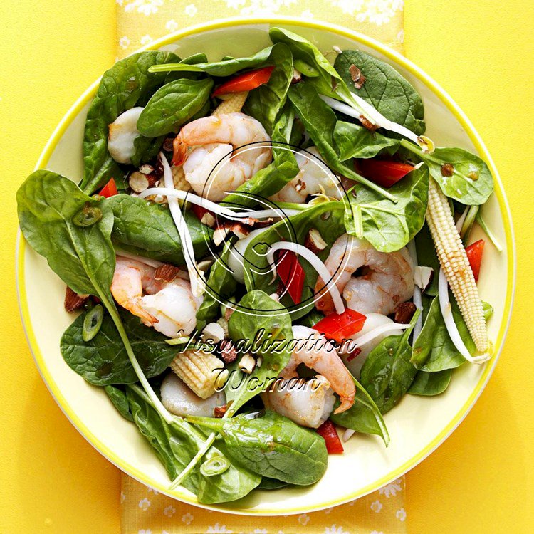 Warm Szechuan Shrimp and Spinach Salad